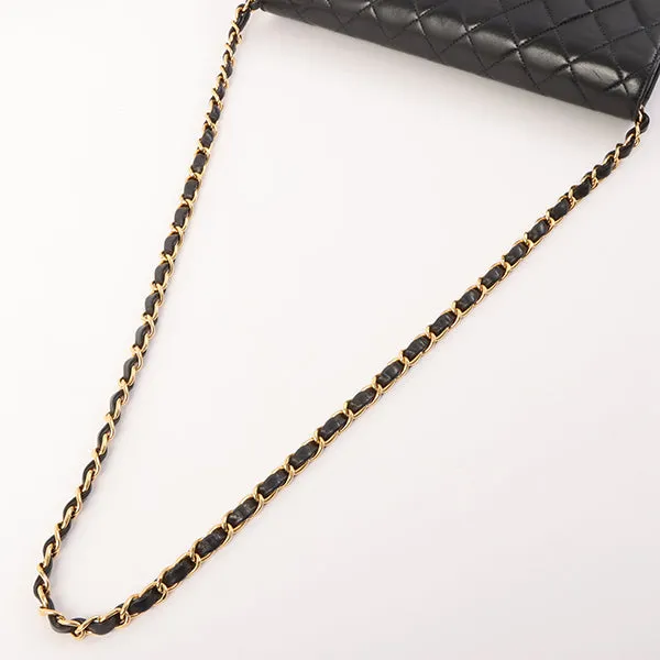 Chanel Around 2001 Made Straight Flap Turn-Lock Chain Bag Black
