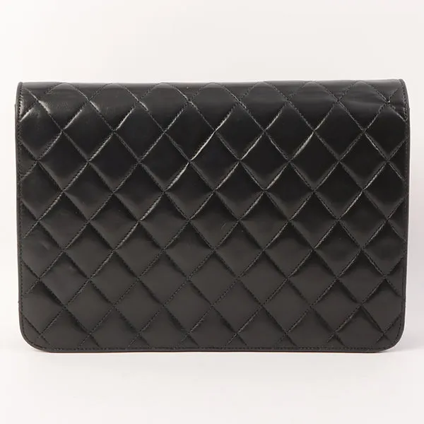 Chanel Around 2001 Made Straight Flap Turn-Lock Chain Bag Black