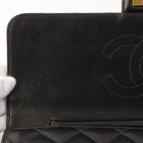 Chanel Around 2001 Made Straight Flap Turn-Lock Chain Bag Black