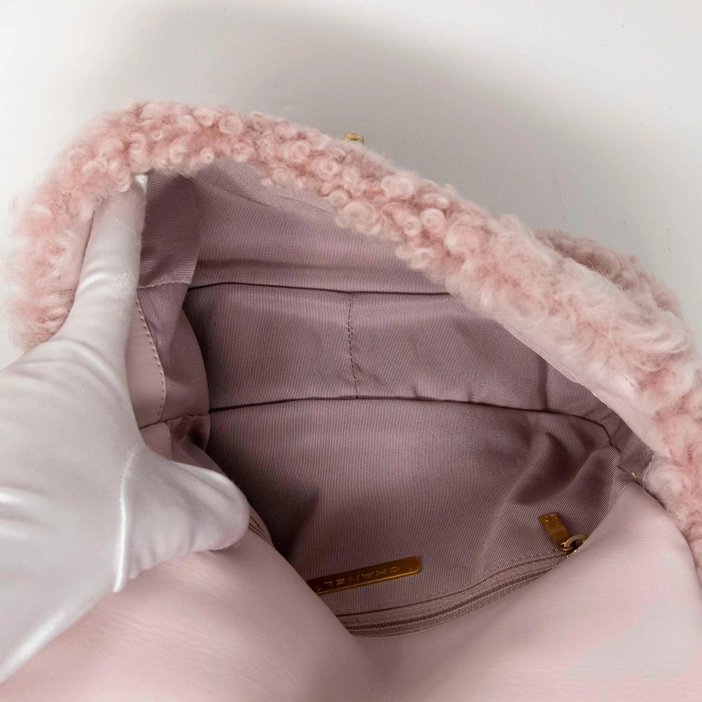 Chanel Pink Shearling Small 19 Flap