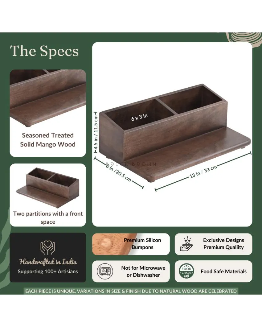 Chic Space Saving Storage Wooden Kitchen Organizer | 13 x 7 x 5 inches