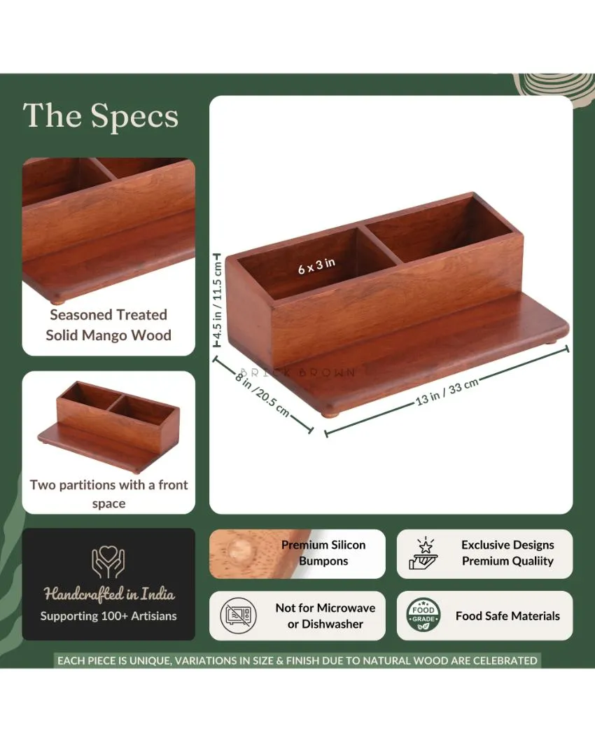 Chic Space Saving Storage Wooden Kitchen Organizer | 13 x 7 x 5 inches