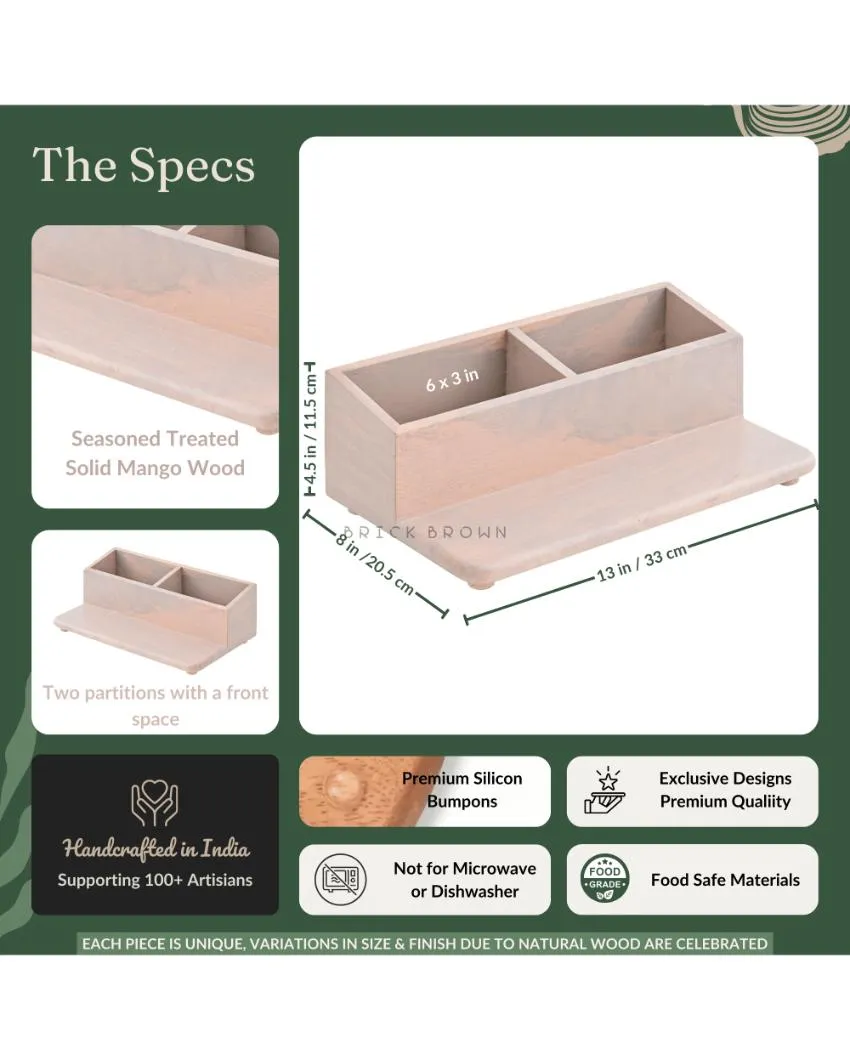 Chic Space Saving Storage Wooden Kitchen Organizer | 13 x 7 x 5 inches