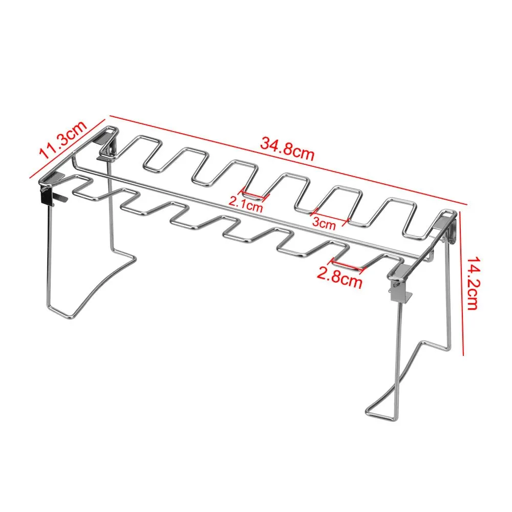 Chicken Leg Rack for Grill -  Premium Stainless Steel Barbecue Chicken Drumstick Holder with Drip Tray