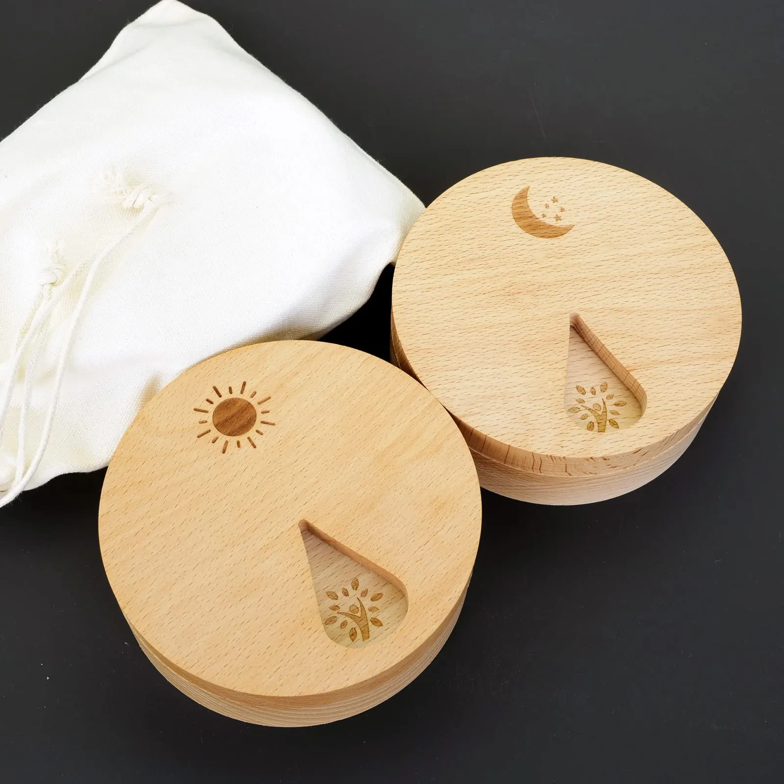 CHIEMONT: Wooden Portable Travel Pill Case with Velvet Bag