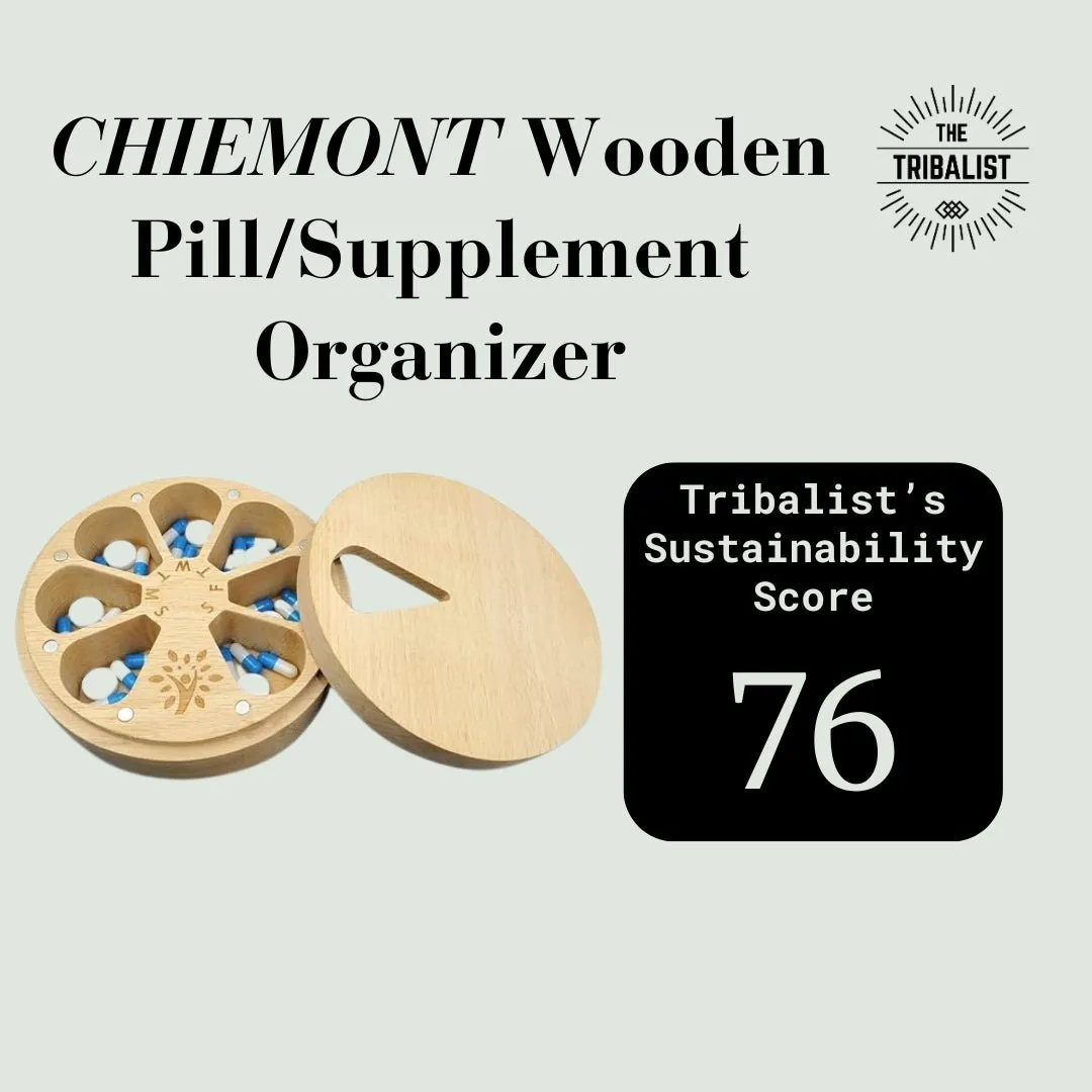 CHIEMONT: Wooden Portable Travel Pill Case with Velvet Bag