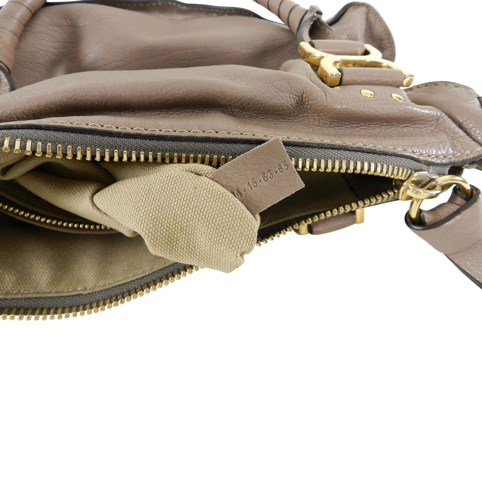 Chloe Marcie Large Satchel Bag in Taupe Leather