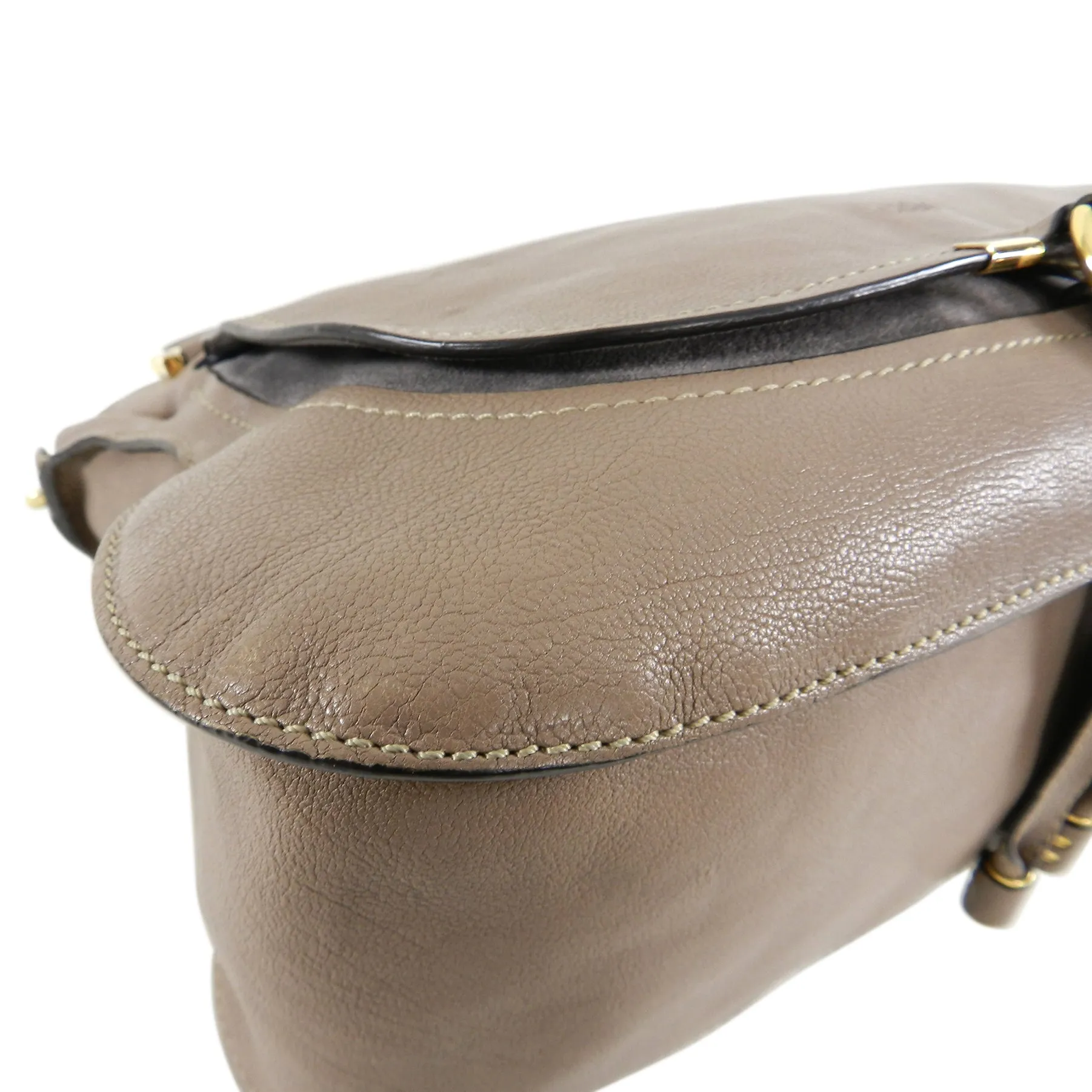 Chloe Marcie Large Satchel Bag in Taupe Leather