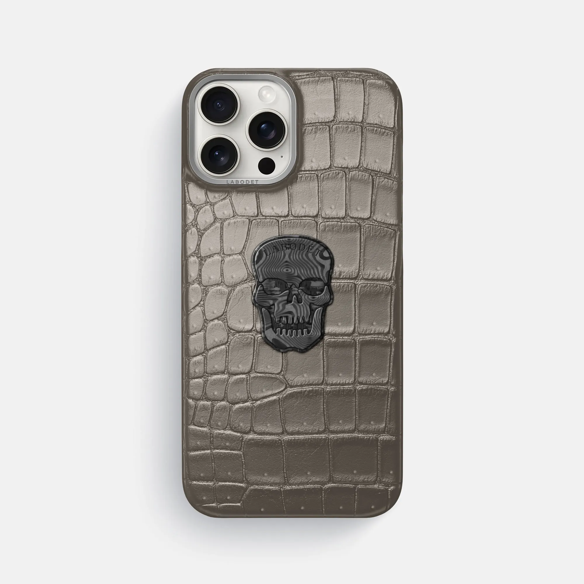 Classic Case With Carbon Skull For iPhone 16 Pro Max In Porosus Crocodile