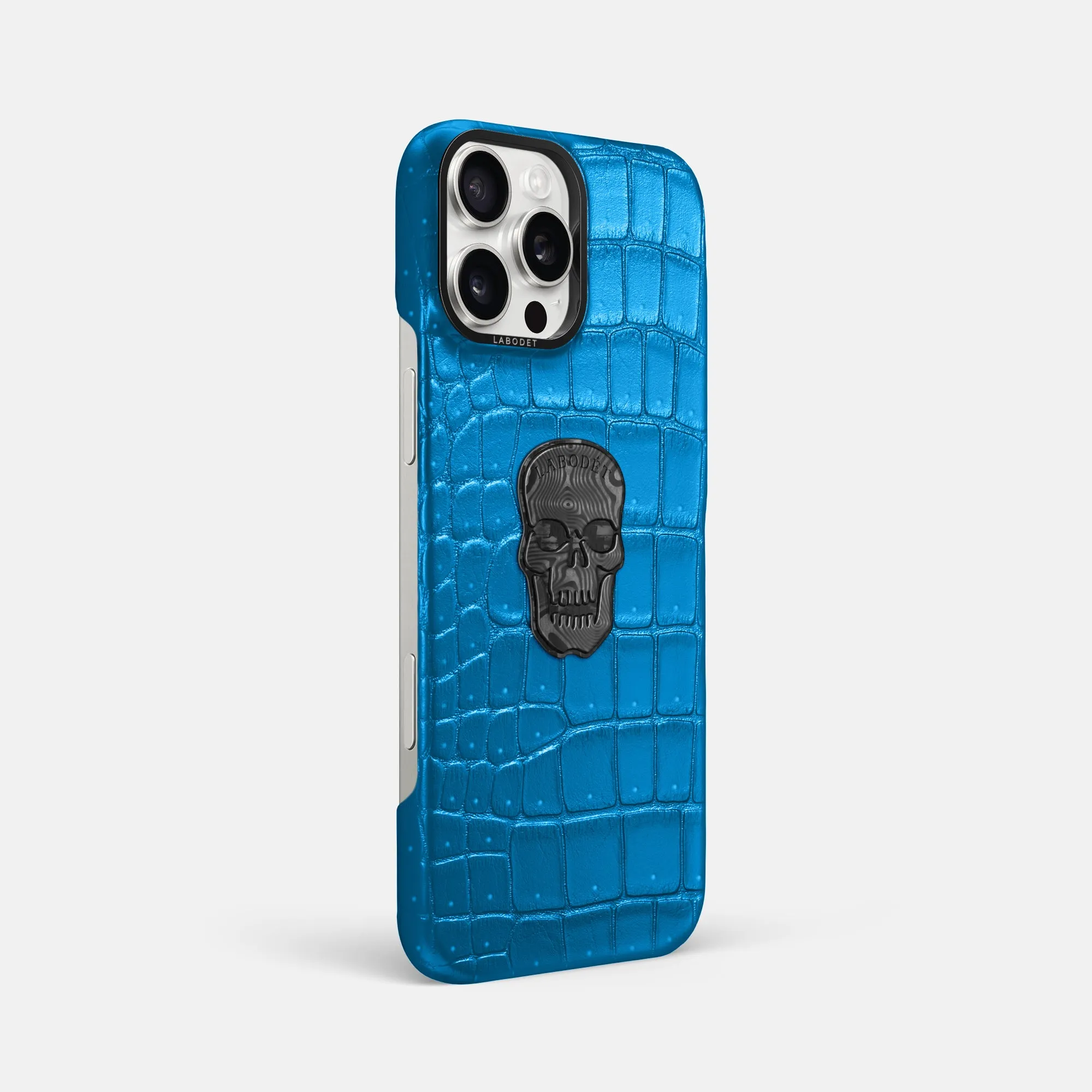 Classic Case With Carbon Skull For iPhone 16 Pro Max In Porosus Crocodile