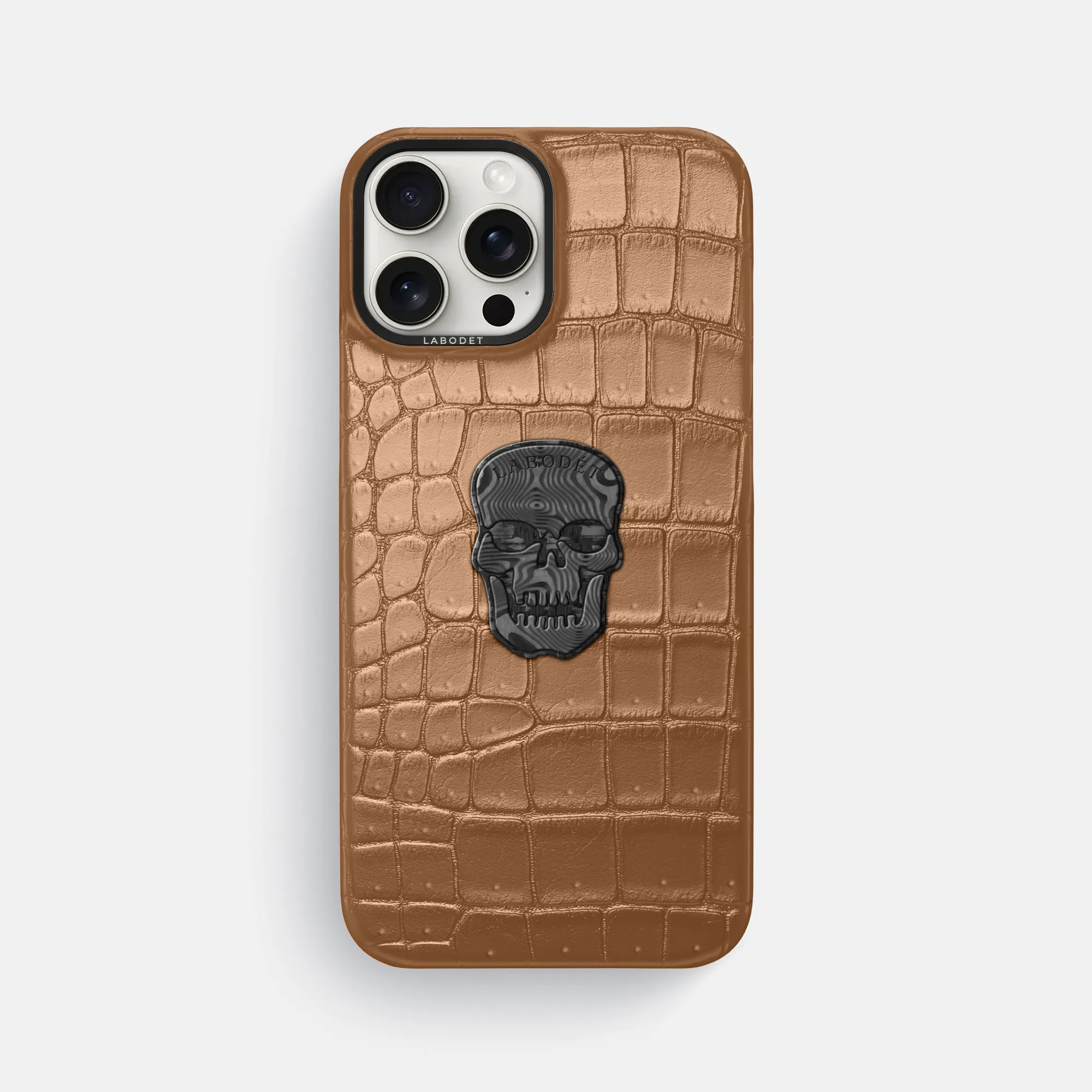 Classic Case With Carbon Skull For iPhone 16 Pro Max In Porosus Crocodile