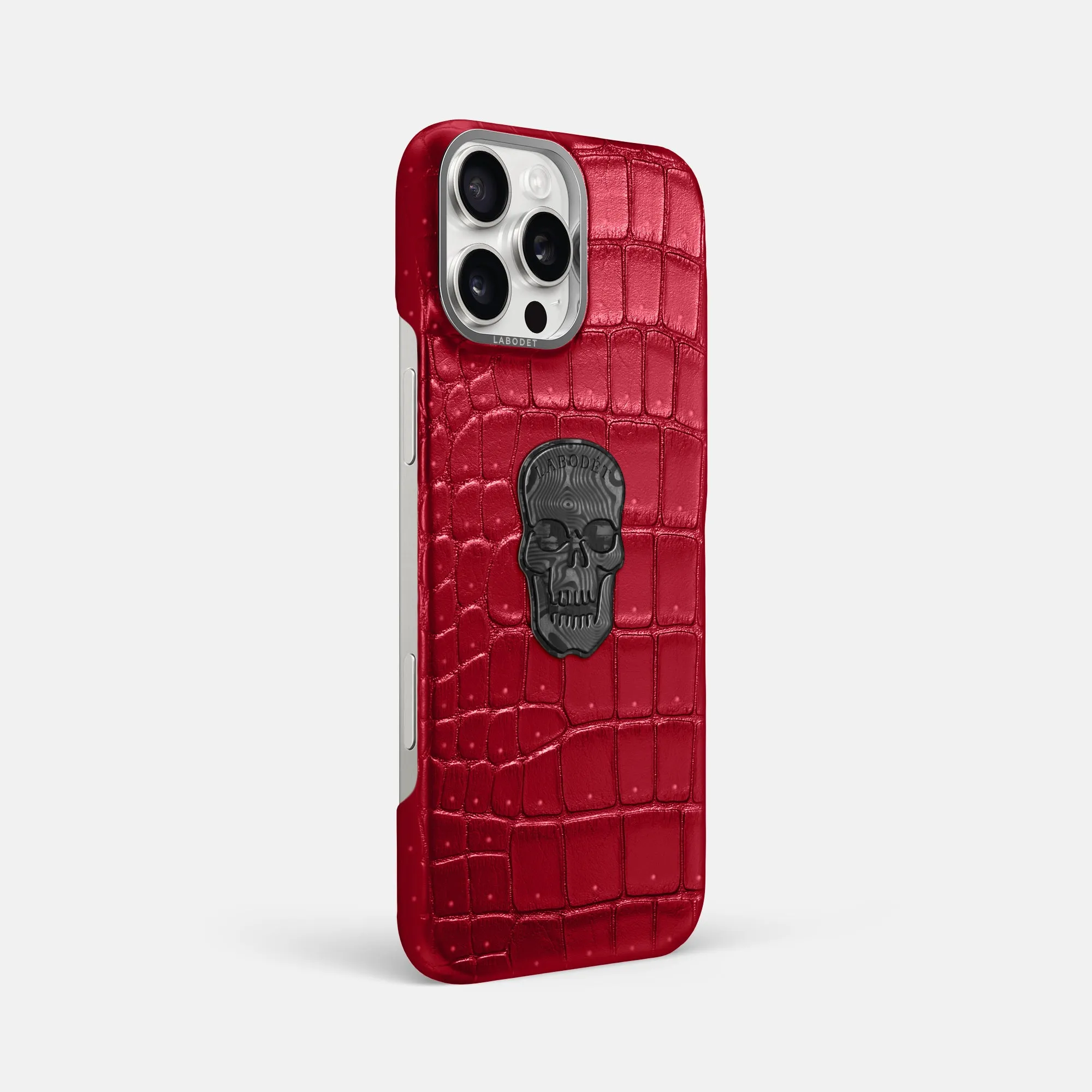 Classic Case With Carbon Skull For iPhone 16 Pro Max In Porosus Crocodile