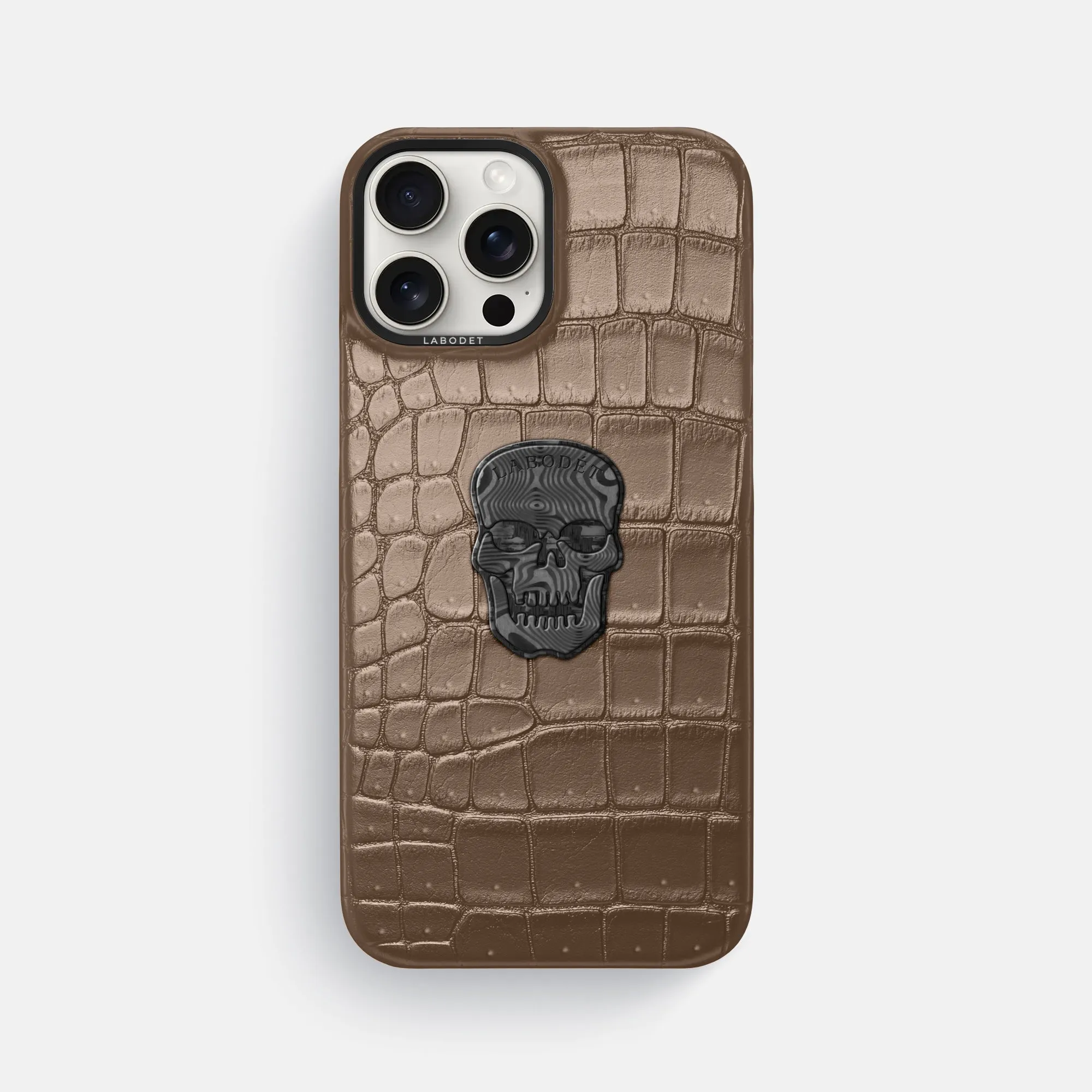 Classic Case With Carbon Skull For iPhone 16 Pro Max In Porosus Crocodile