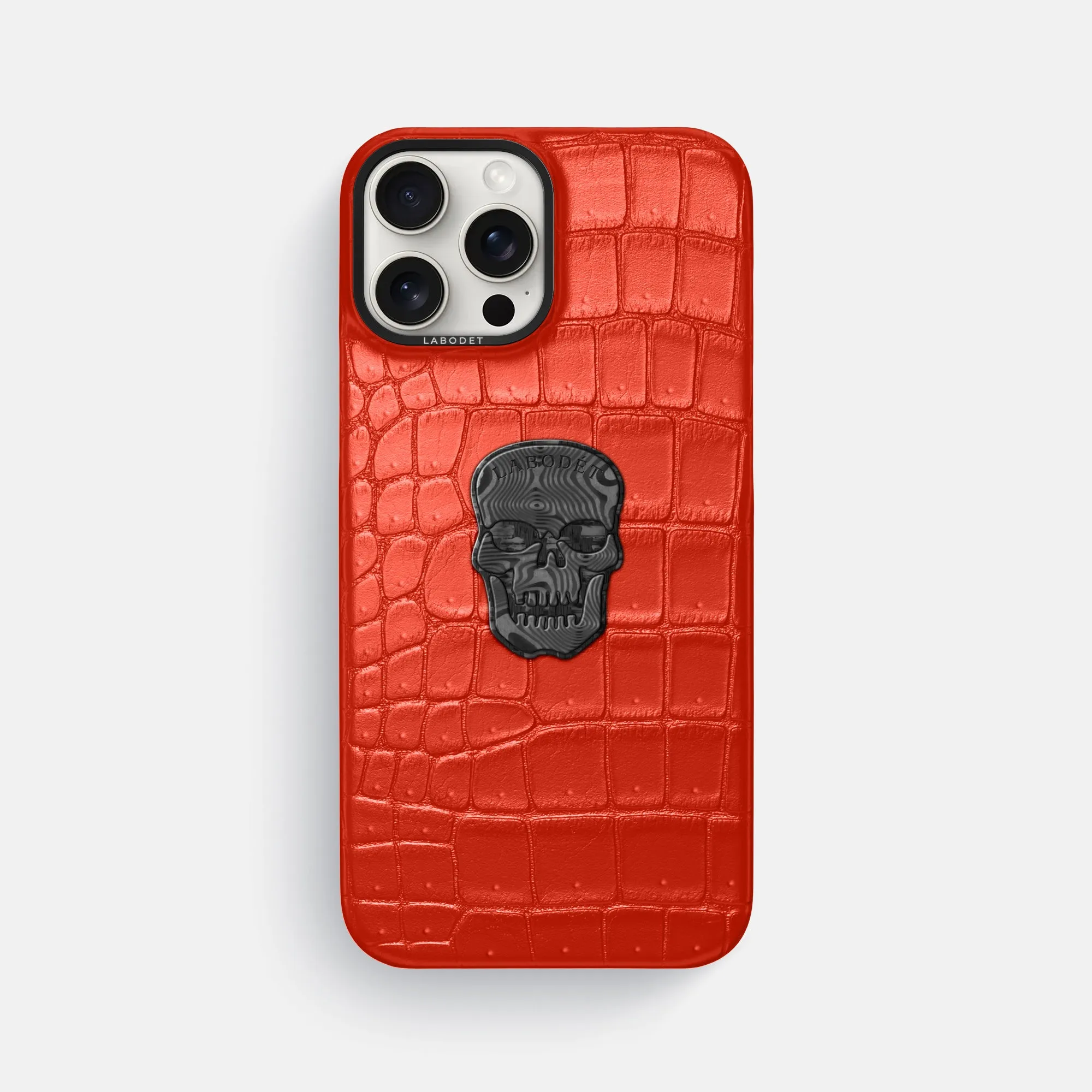 Classic Case With Carbon Skull For iPhone 16 Pro Max In Porosus Crocodile