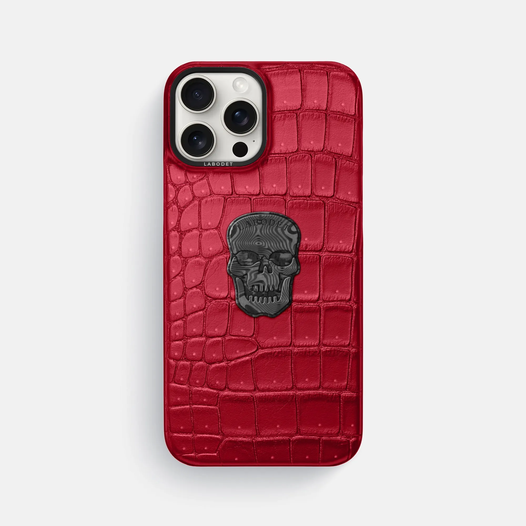 Classic Case With Carbon Skull For iPhone 16 Pro Max In Porosus Crocodile