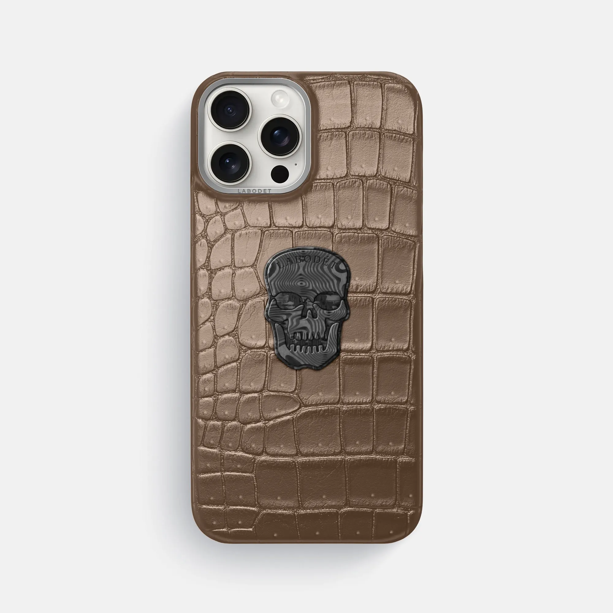 Classic Case With Carbon Skull For iPhone 16 Pro Max In Porosus Crocodile