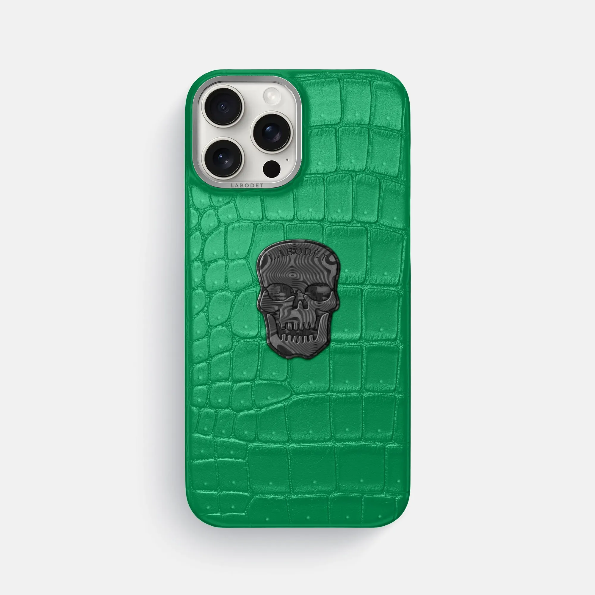 Classic Case With Carbon Skull For iPhone 16 Pro Max In Porosus Crocodile