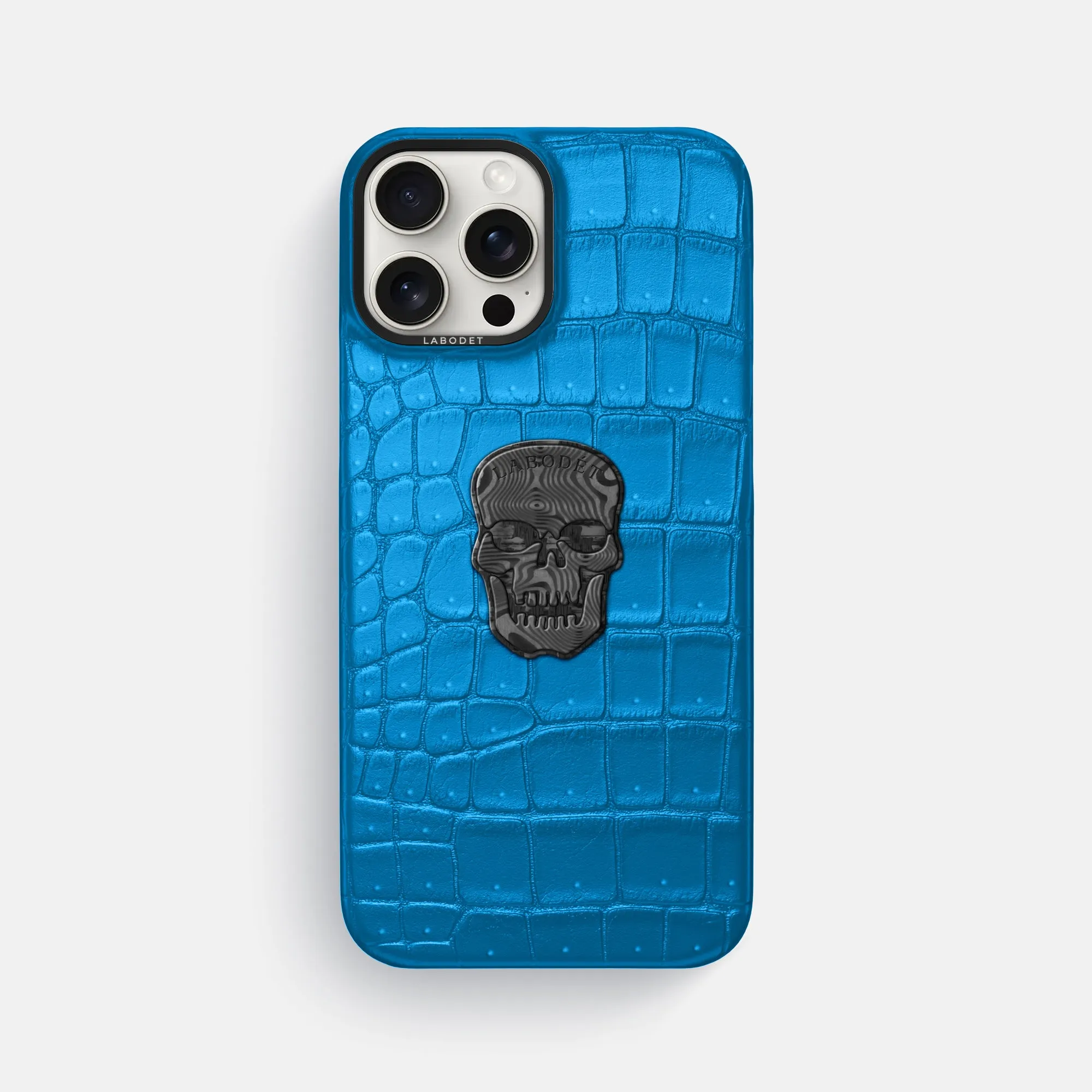 Classic Case With Carbon Skull For iPhone 16 Pro Max In Porosus Crocodile