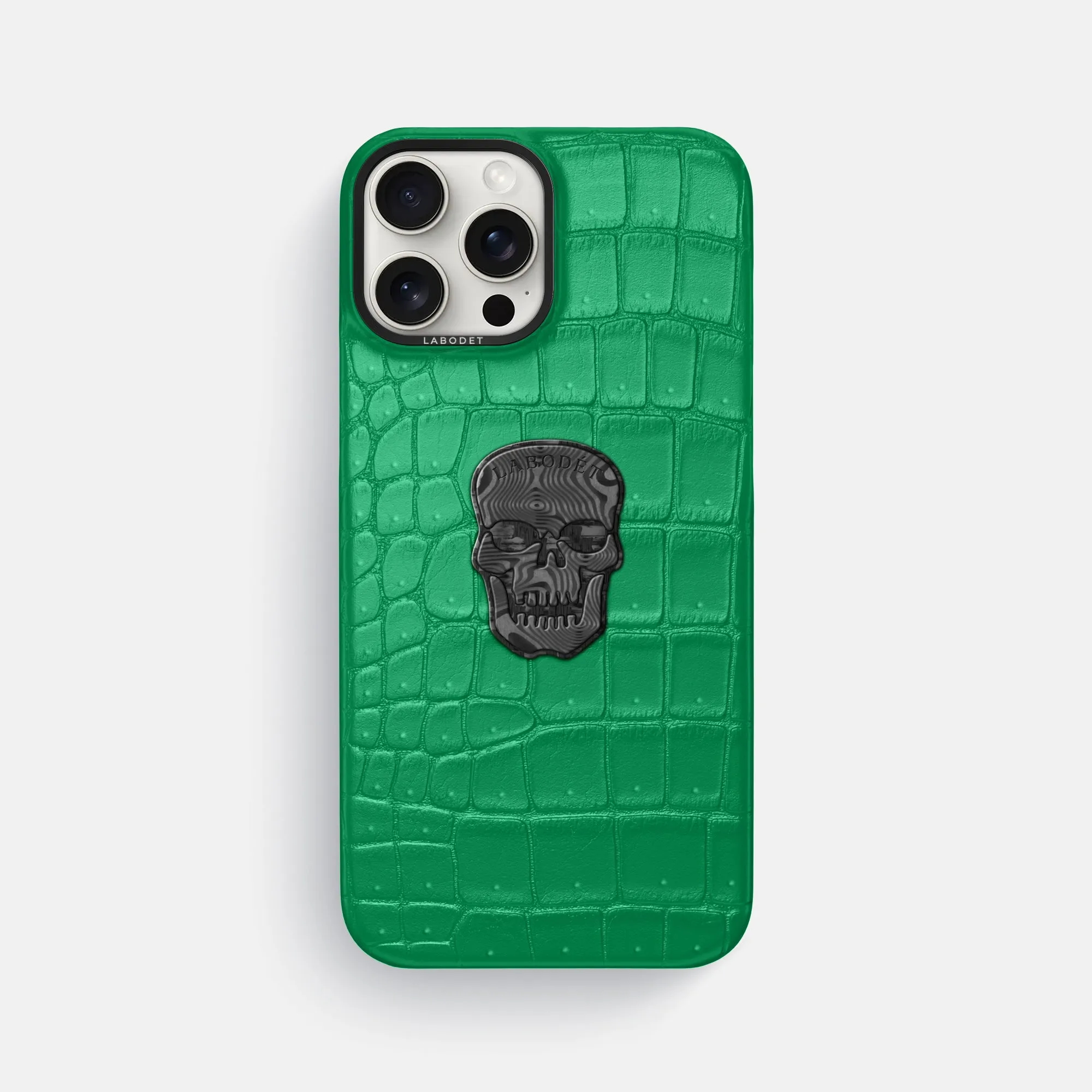 Classic Case With Carbon Skull For iPhone 16 Pro Max In Porosus Crocodile