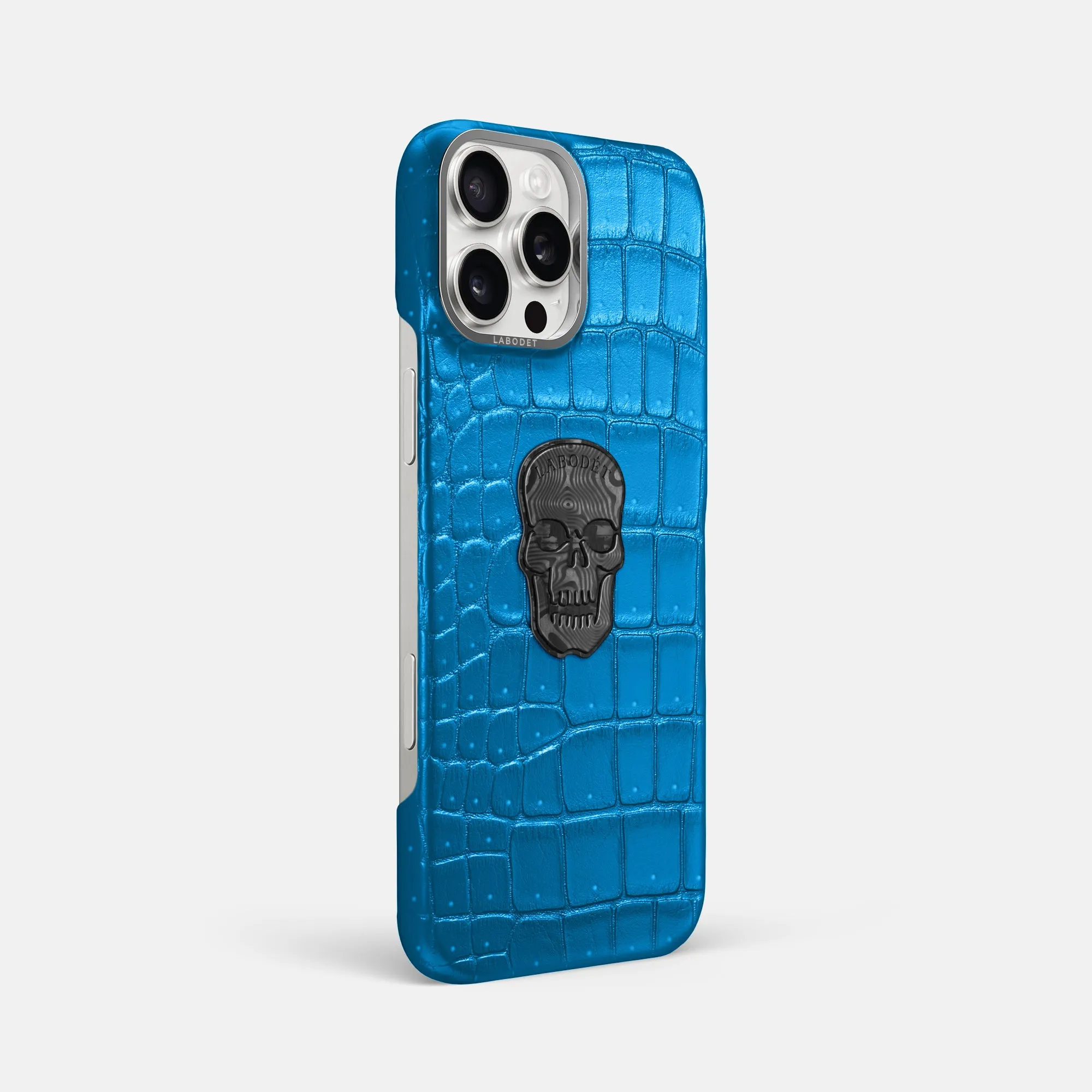 Classic Case With Carbon Skull For iPhone 16 Pro Max In Porosus Crocodile