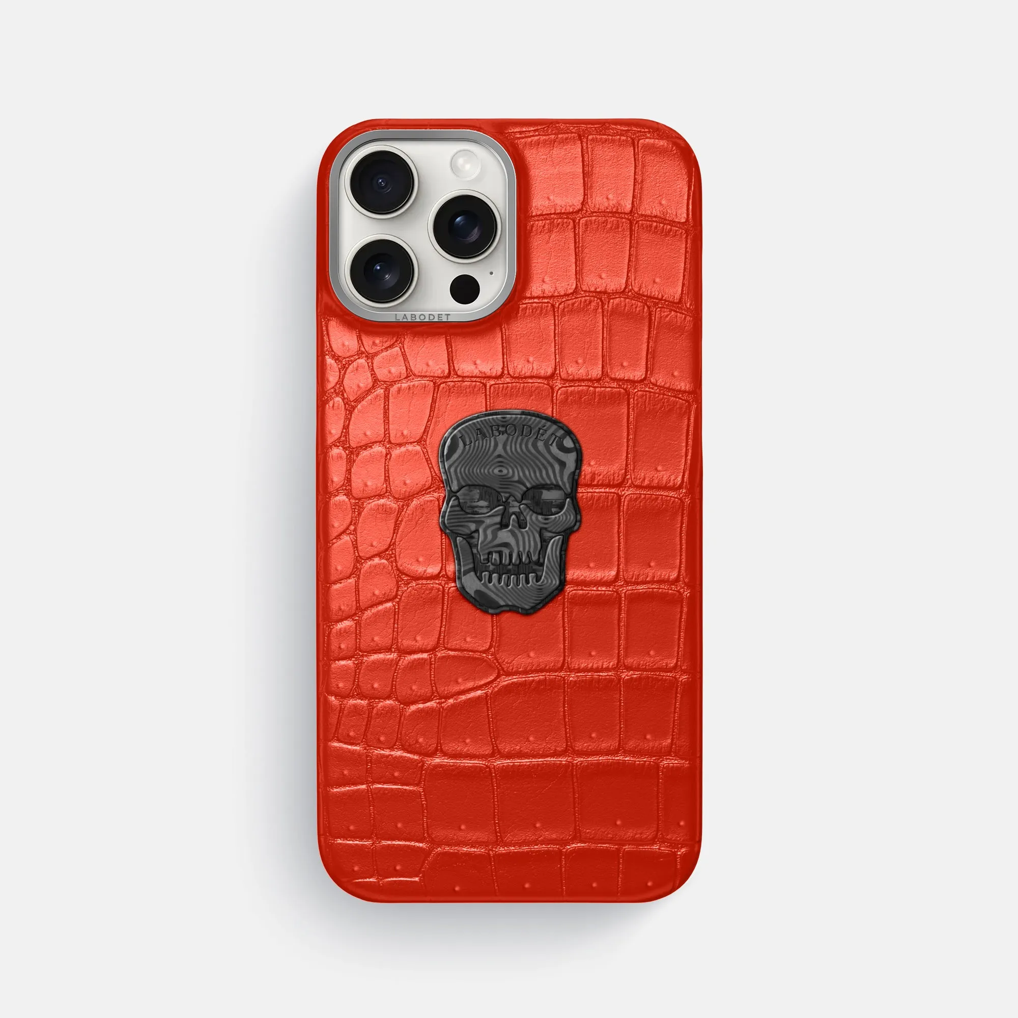 Classic Case With Carbon Skull For iPhone 16 Pro Max In Porosus Crocodile