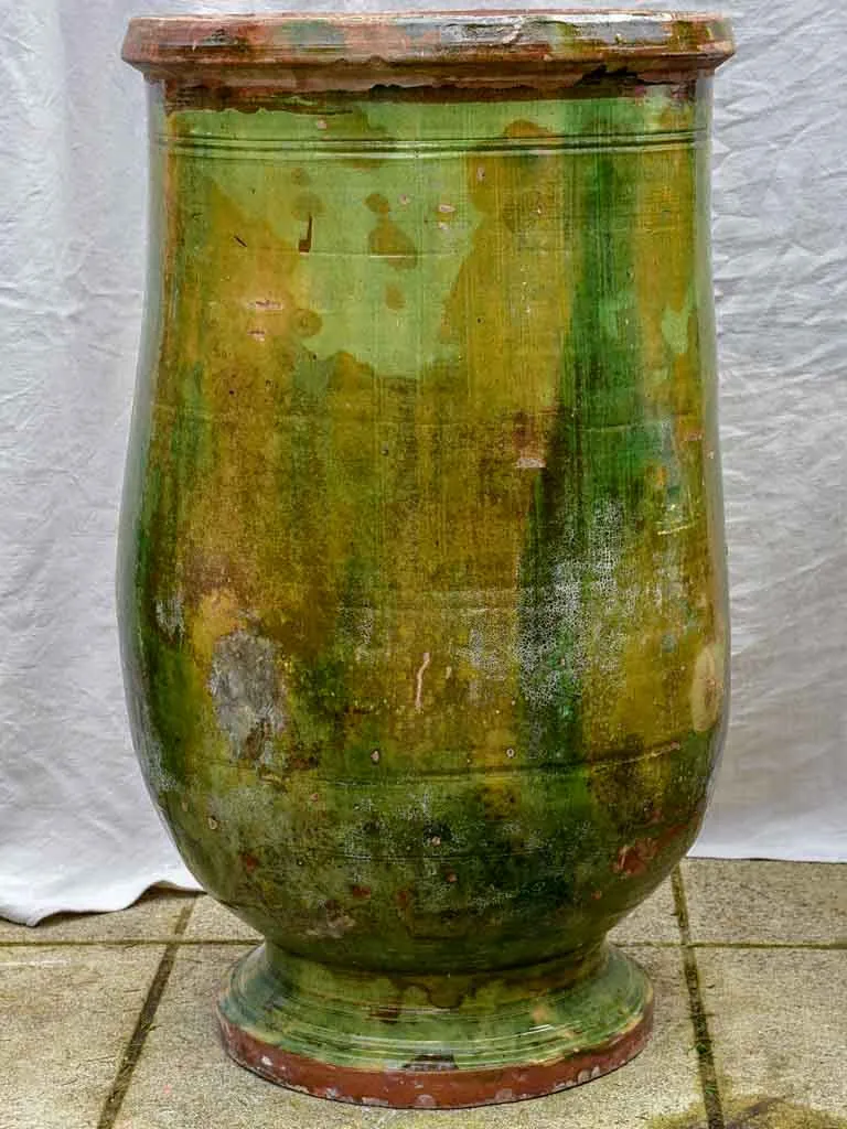 Collection of three 19th Century olive jars with green glaze