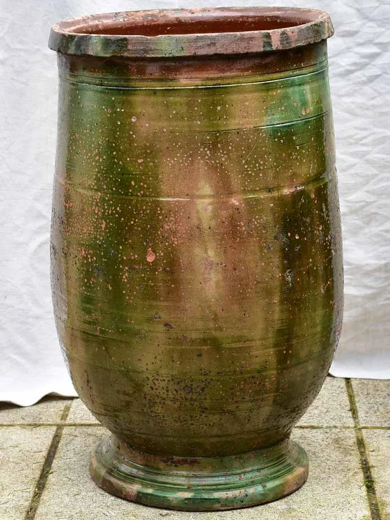 Collection of three 19th Century olive jars with green glaze