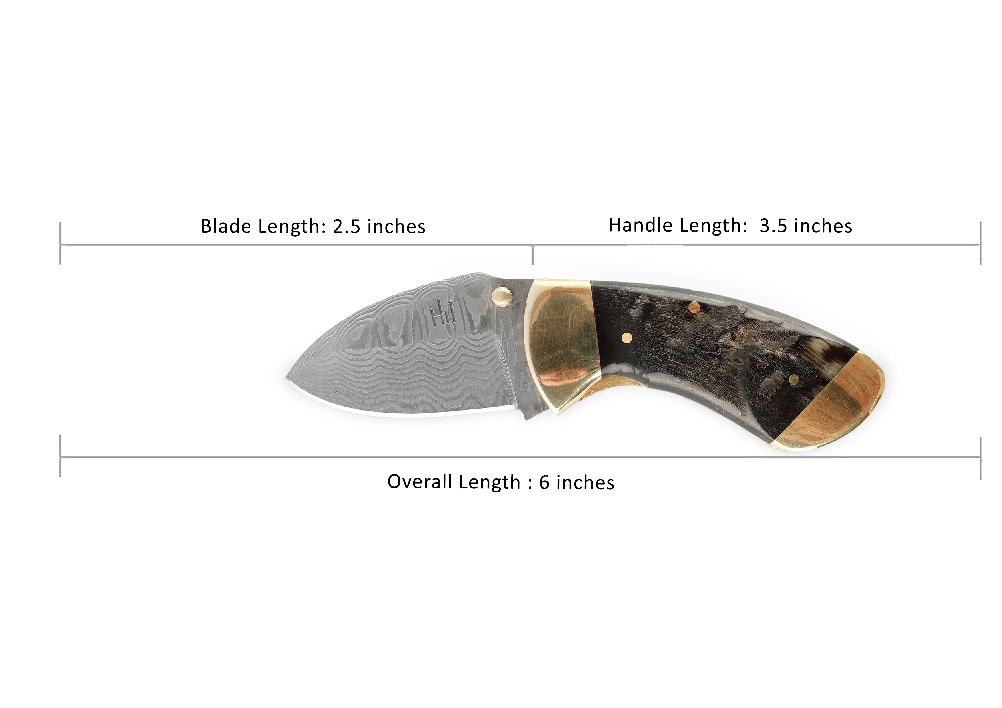 Damascus Steel Pocket Knife Folding Knife Rams Horn Handle