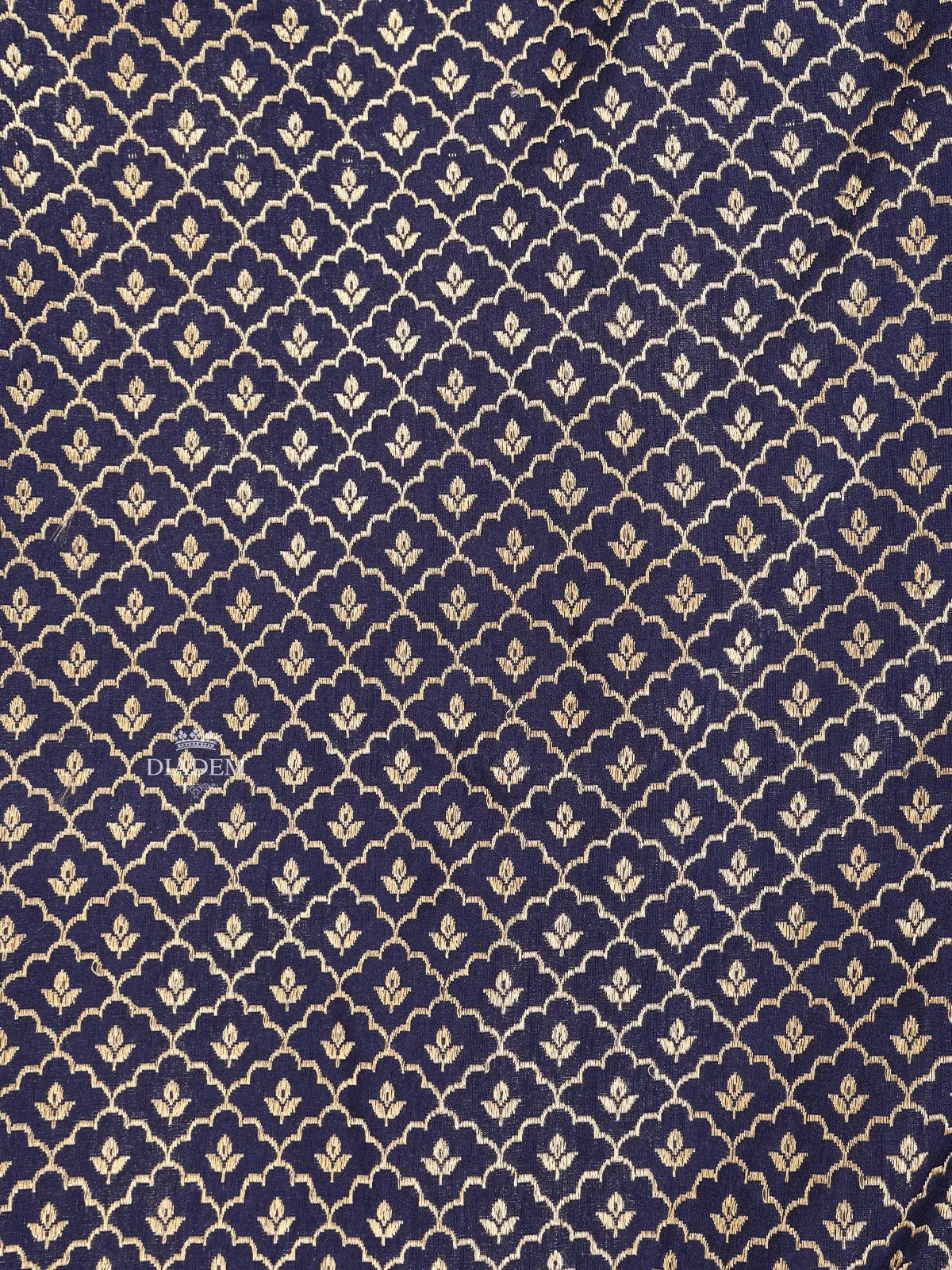 Dark Blue Banarasi Saree with Small Floral Design with Zari Border