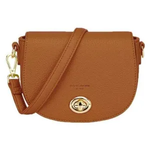 David Jones Small Full Flap Turnlock Across Body Bag - Cognac