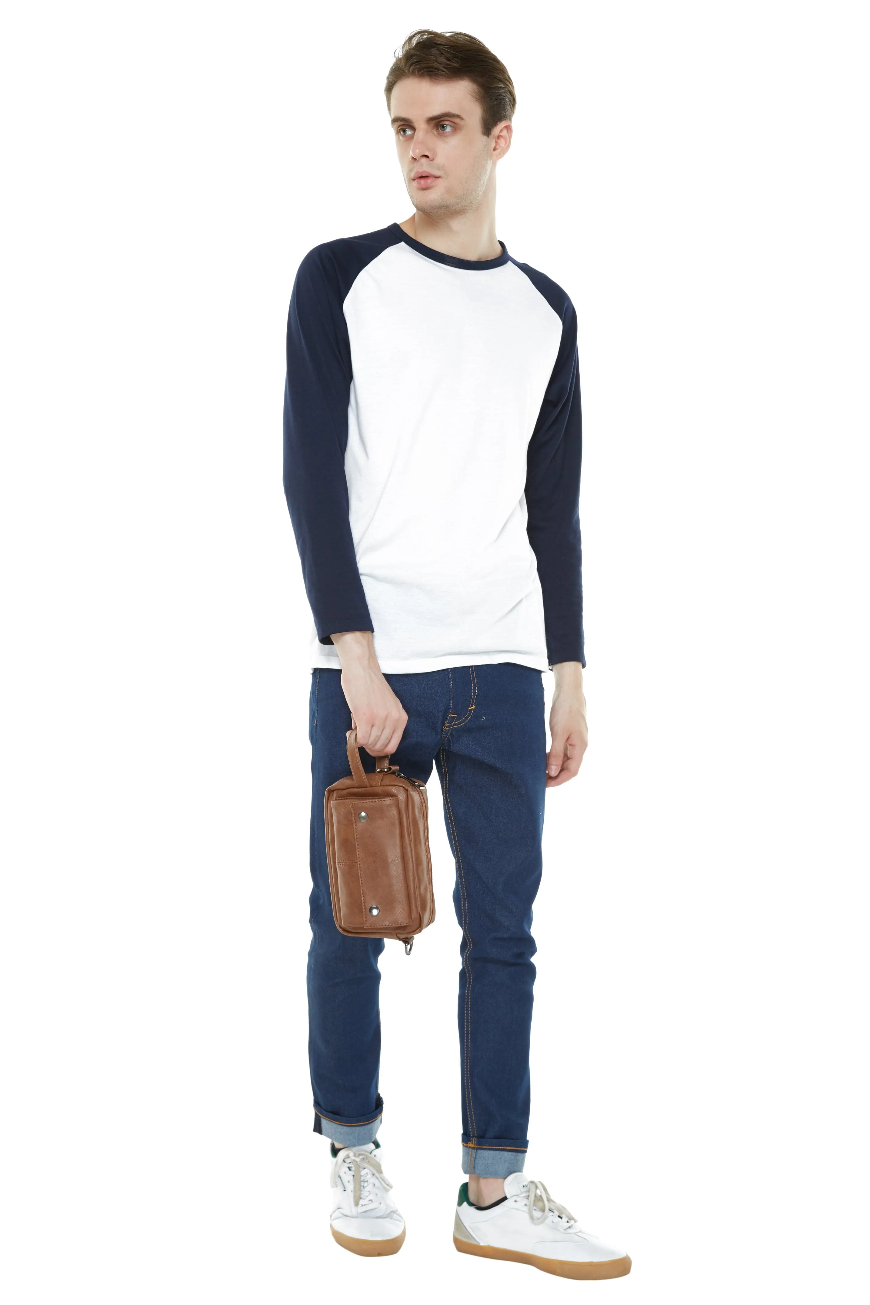 Distressed Leather Pouch Bag - Camel