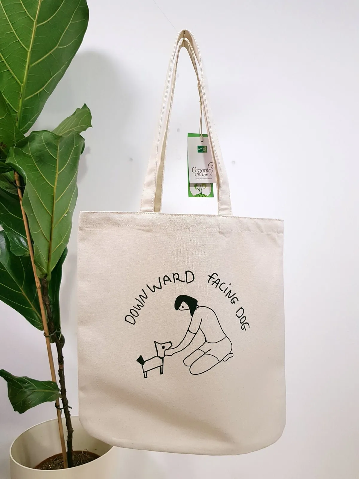 downward facing dog organic cotton premium tote bag