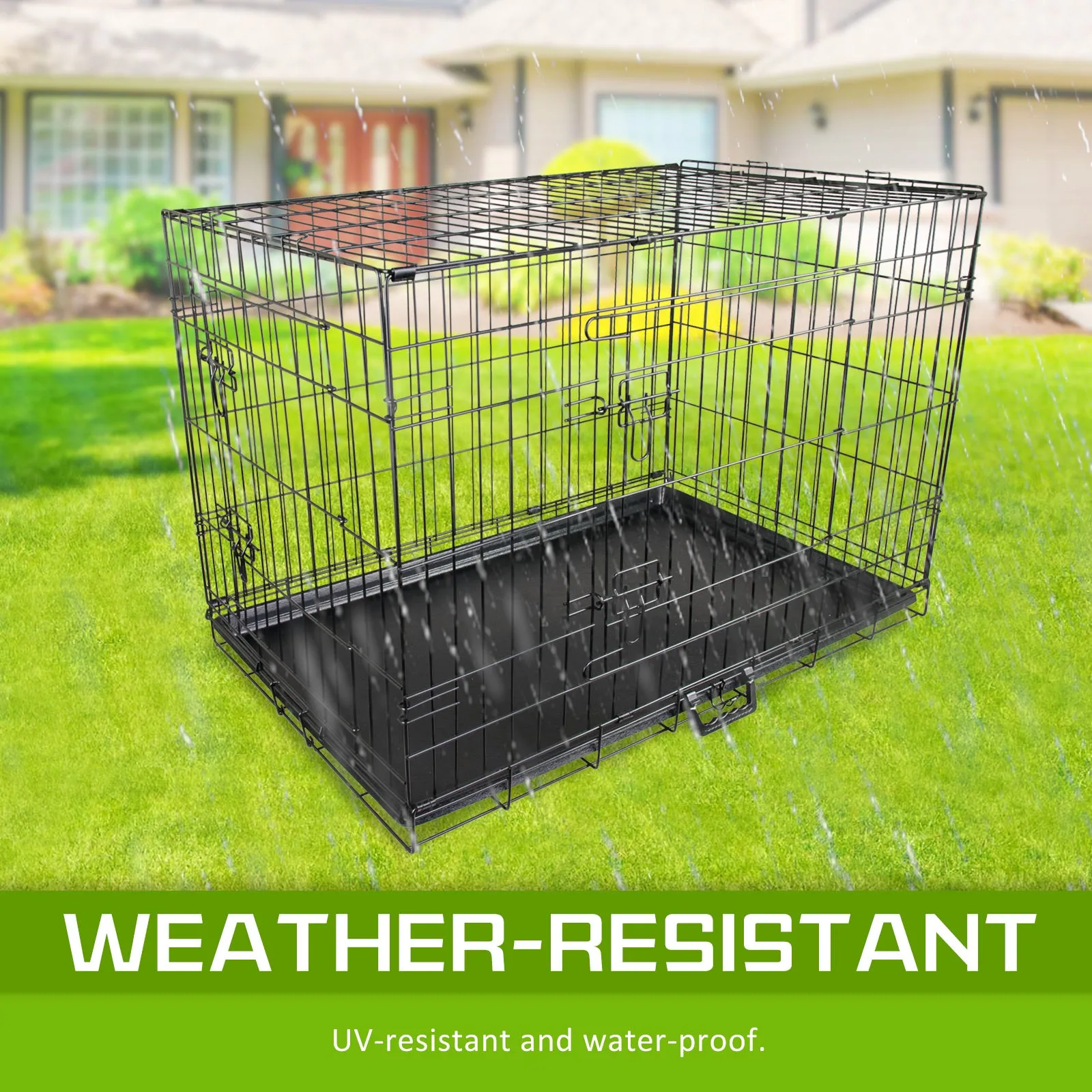 Durable Foldable Wire Dog Crate with Tray 36in - Paw Mate