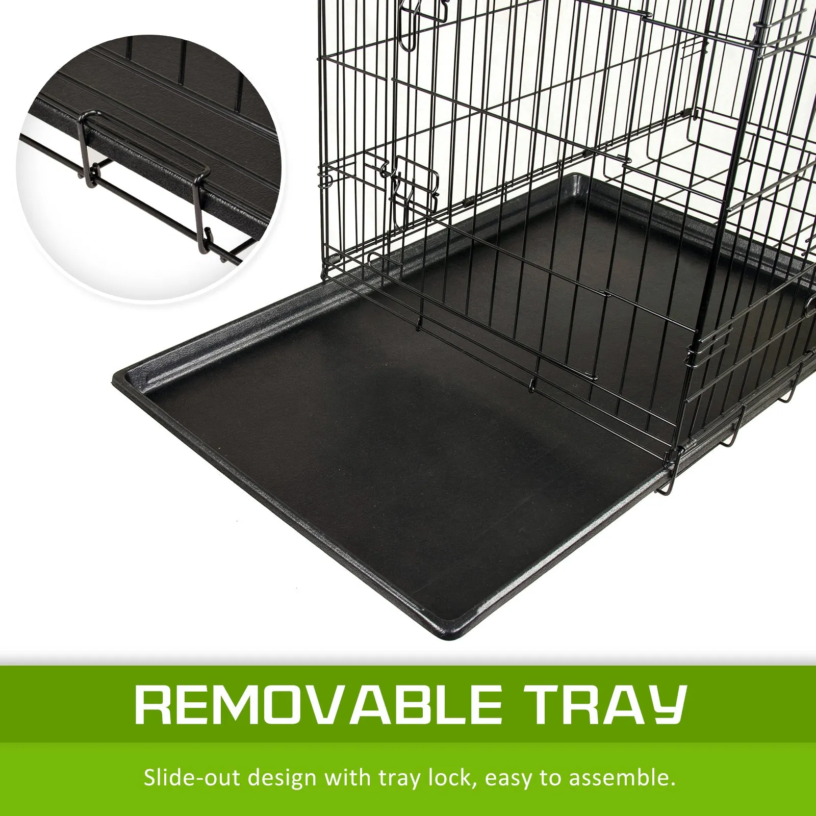 Durable Foldable Wire Dog Crate with Tray 36in - Paw Mate