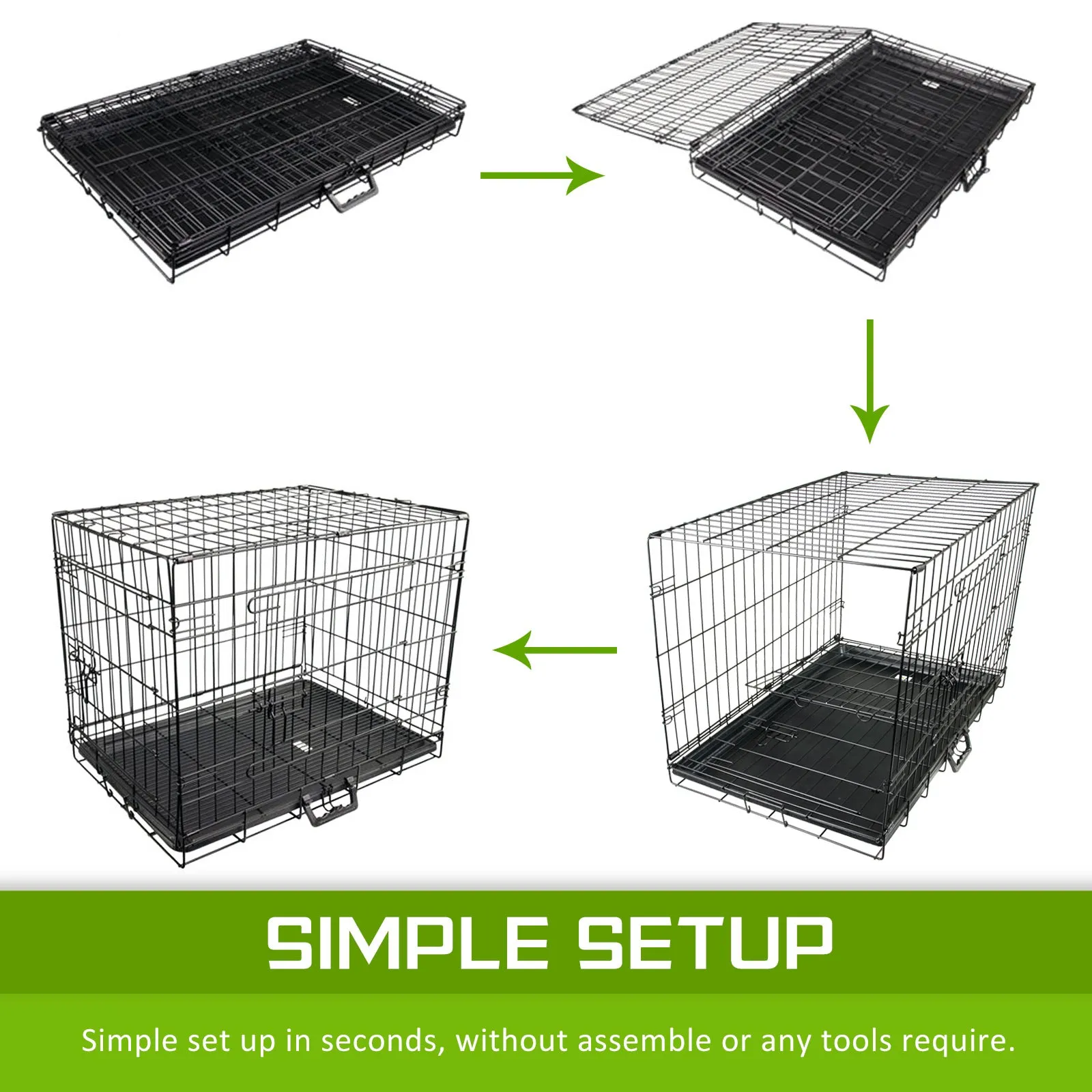 Durable Foldable Wire Dog Crate with Tray 36in - Paw Mate