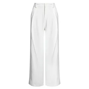 Elegant Solid Color Ankle Tie High Waist Wide Leg Pants