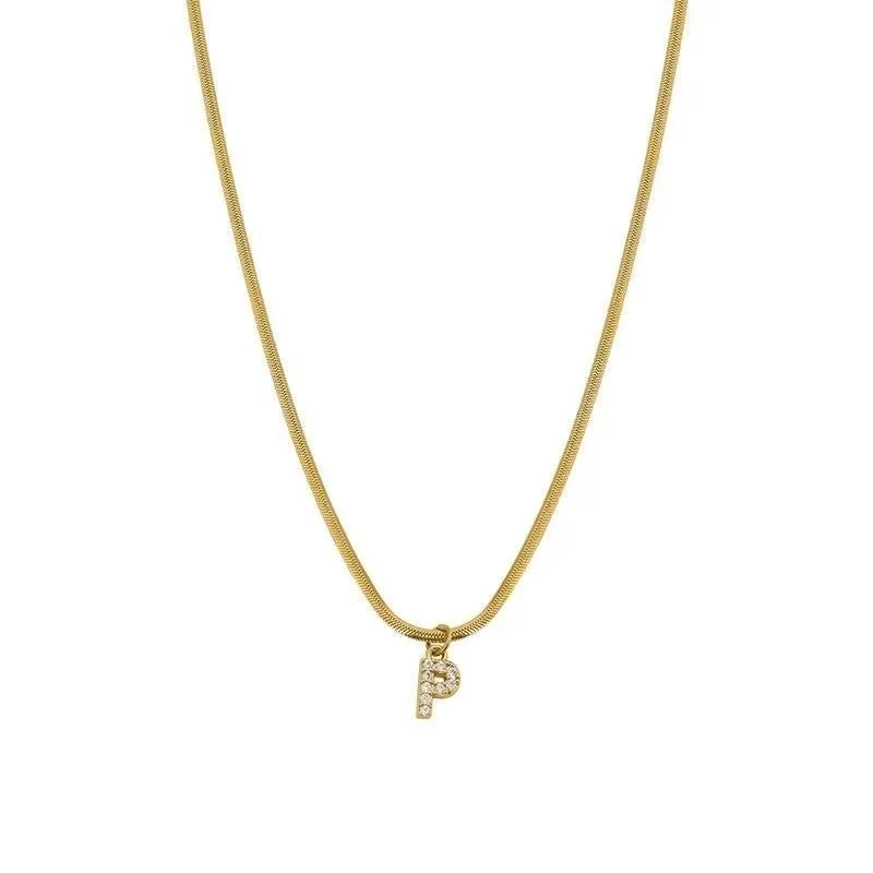 Elegant Solid Color Titanium Steel Inlay Zircon Necklace