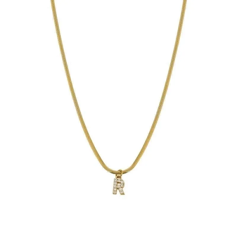 Elegant Solid Color Titanium Steel Inlay Zircon Necklace