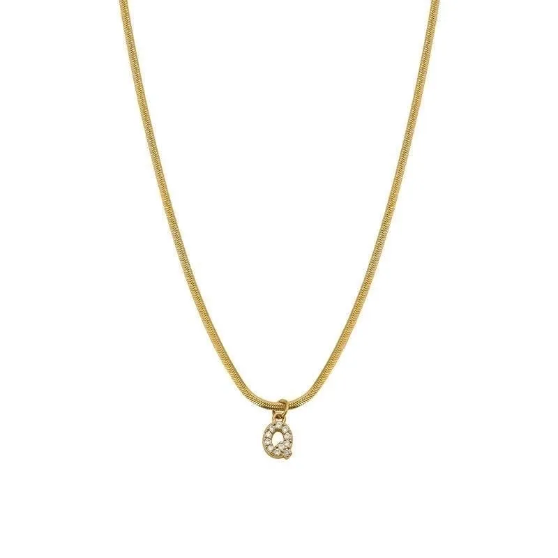 Elegant Solid Color Titanium Steel Inlay Zircon Necklace