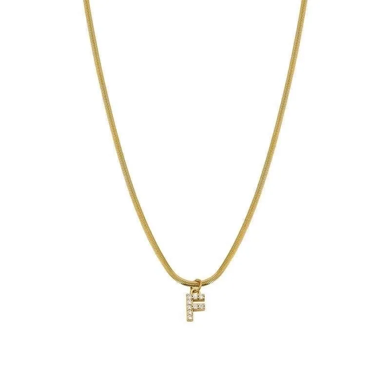 Elegant Solid Color Titanium Steel Inlay Zircon Necklace