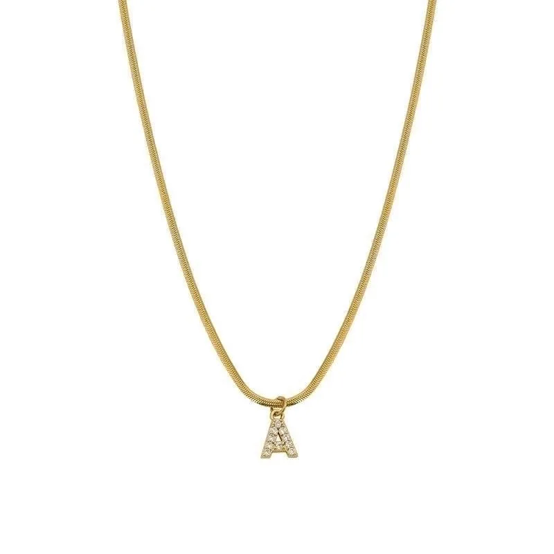 Elegant Solid Color Titanium Steel Inlay Zircon Necklace
