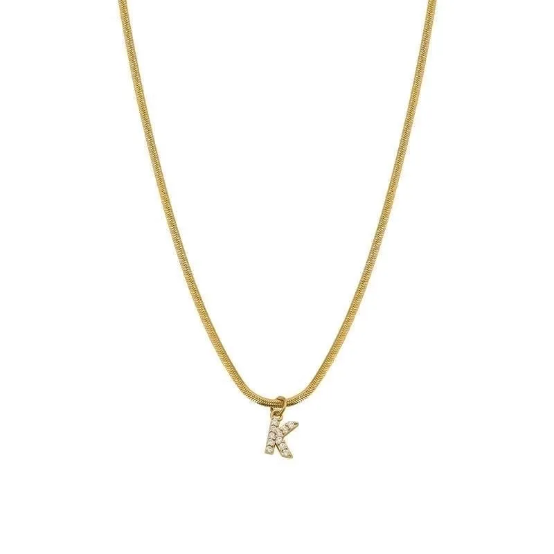 Elegant Solid Color Titanium Steel Inlay Zircon Necklace