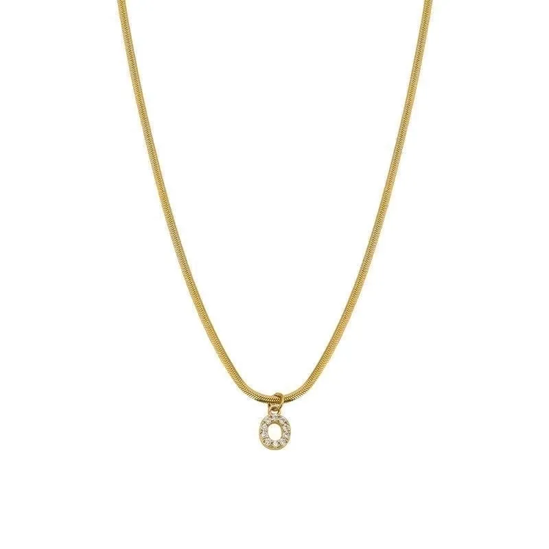 Elegant Solid Color Titanium Steel Inlay Zircon Necklace