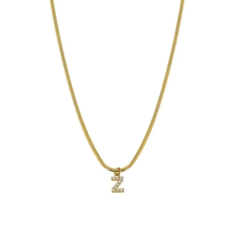 Elegant Solid Color Titanium Steel Inlay Zircon Necklace