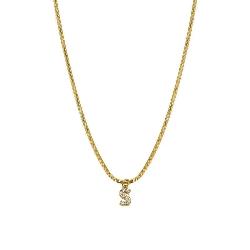 Elegant Solid Color Titanium Steel Inlay Zircon Necklace