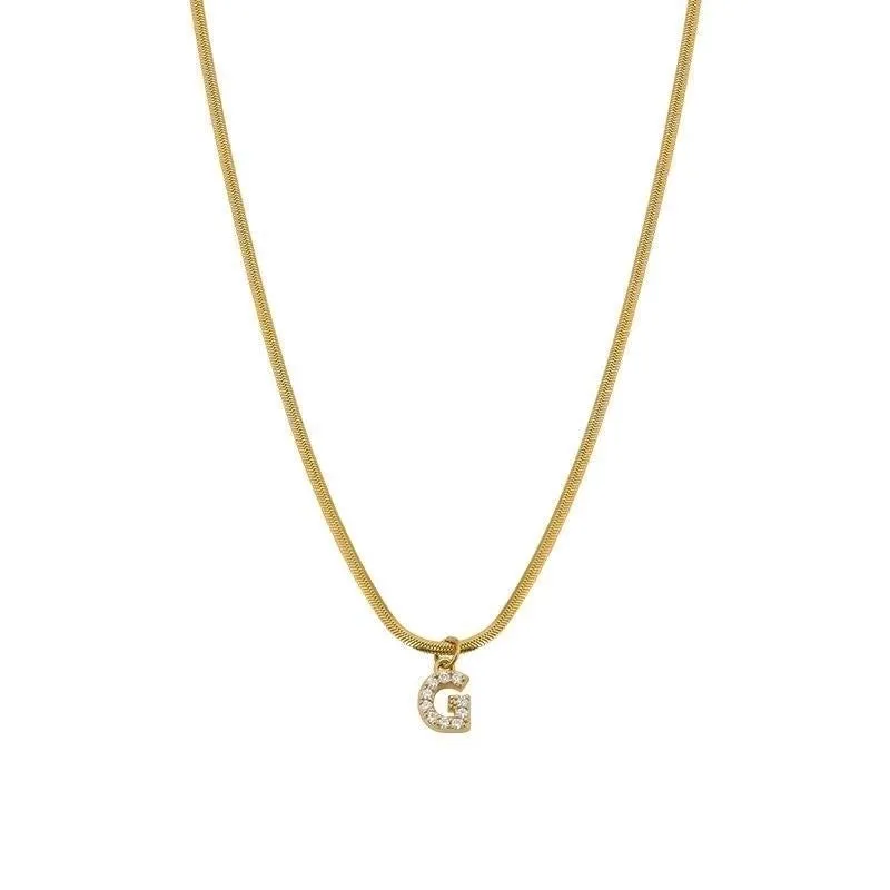 Elegant Solid Color Titanium Steel Inlay Zircon Necklace