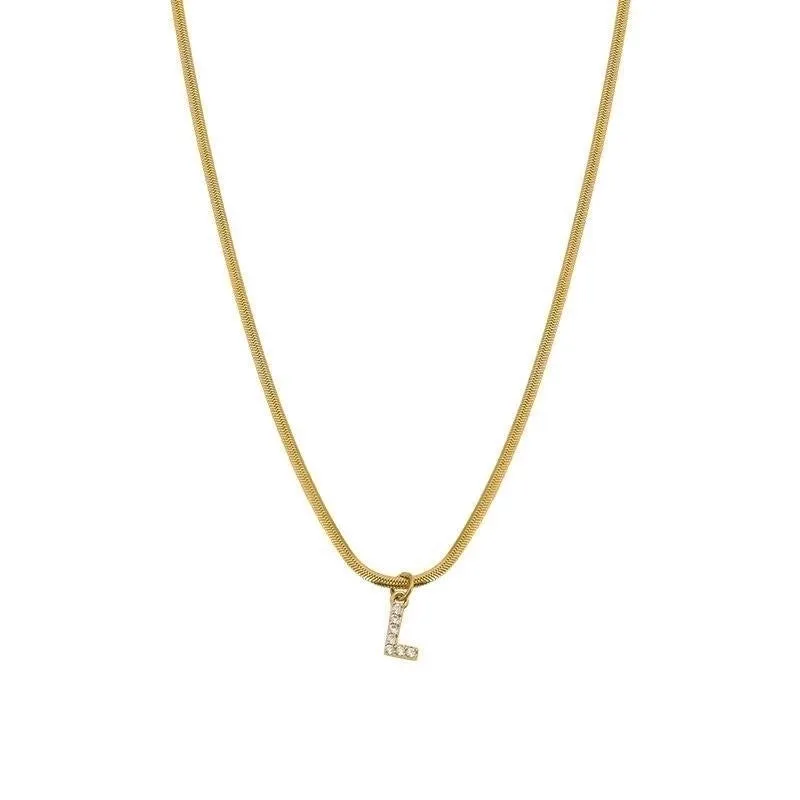 Elegant Solid Color Titanium Steel Inlay Zircon Necklace