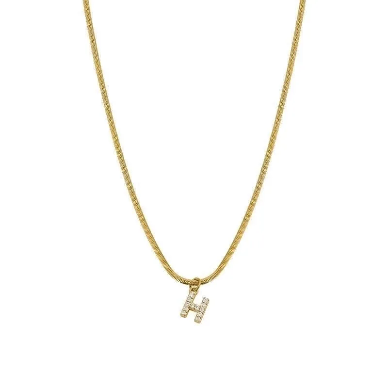 Elegant Solid Color Titanium Steel Inlay Zircon Necklace