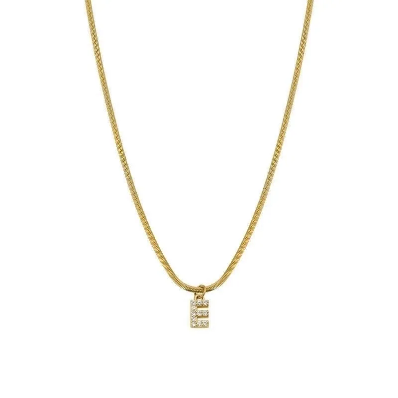 Elegant Solid Color Titanium Steel Inlay Zircon Necklace