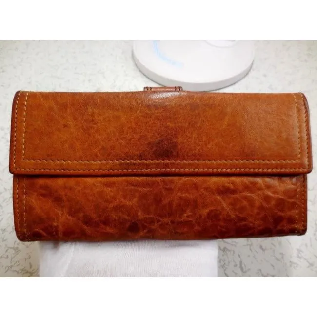 Fendi Cognac Brown Leather With Large B Buckle Xl Wallet